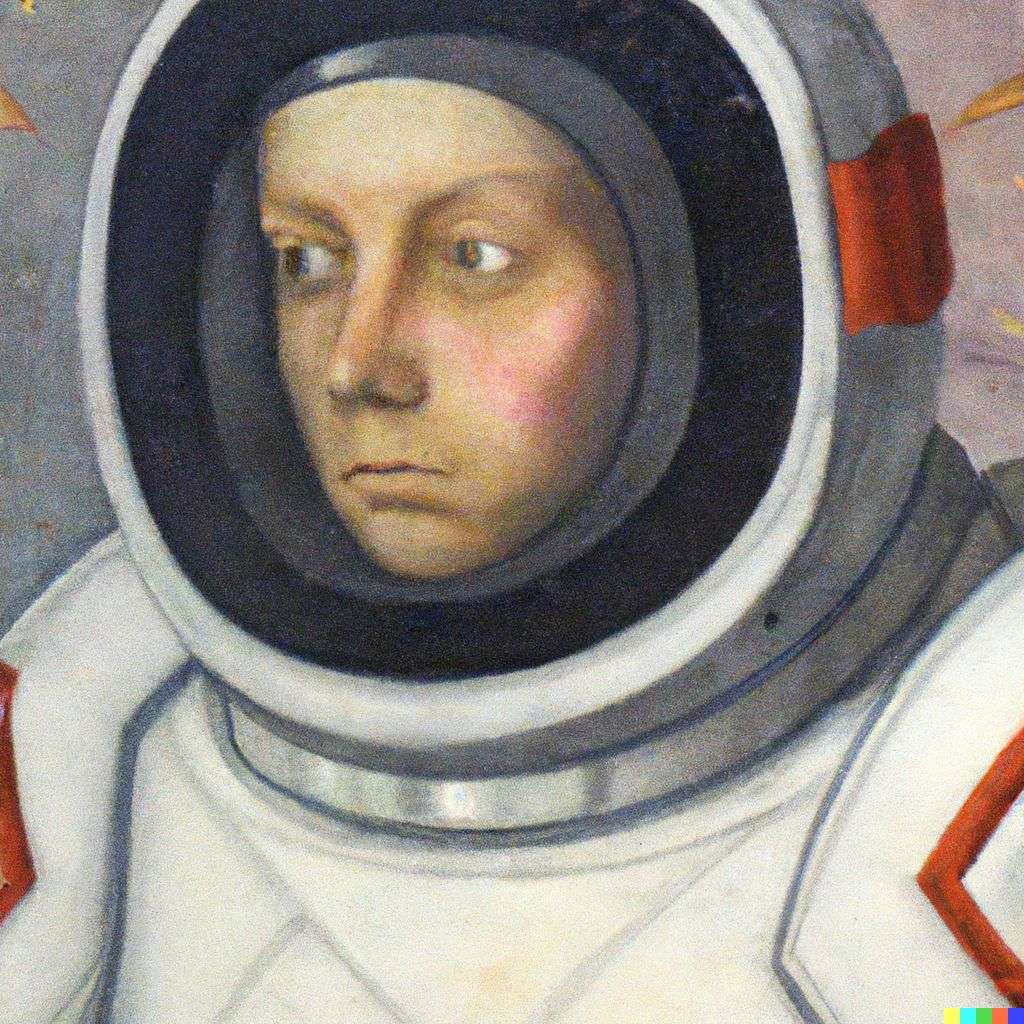 an astronaut, painting from the 16th century